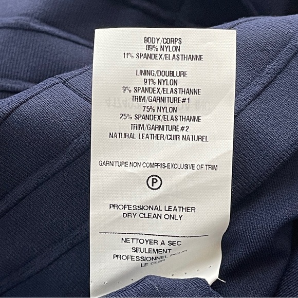 LaPina by David Helwani Navy Bandage Bodycon Mini Dress Faux Leather Trim Y2K - Picture 10 of 10